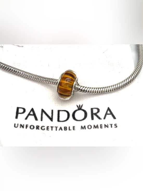 Pandora Jewelry - Pandora Tigers Eye Amber-Striped Murano Glass Bead Charm